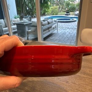 Le Creuset Oval Stoneware Casserole Au Gratin Baking Pan 10-00 RED 7”x 11”